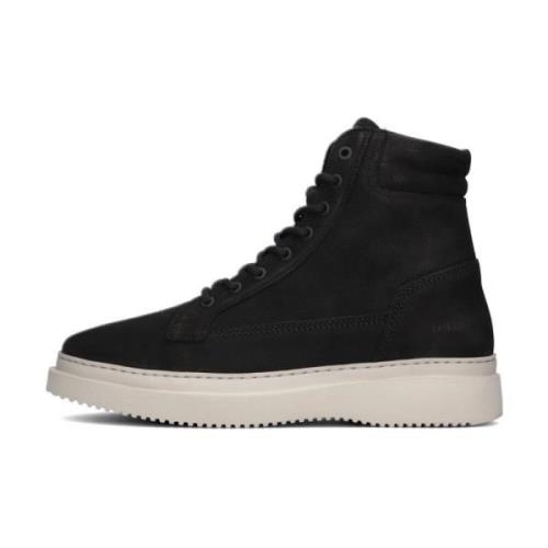 Zwarte Leren Veterschoenen Nubikk , Black , Heren