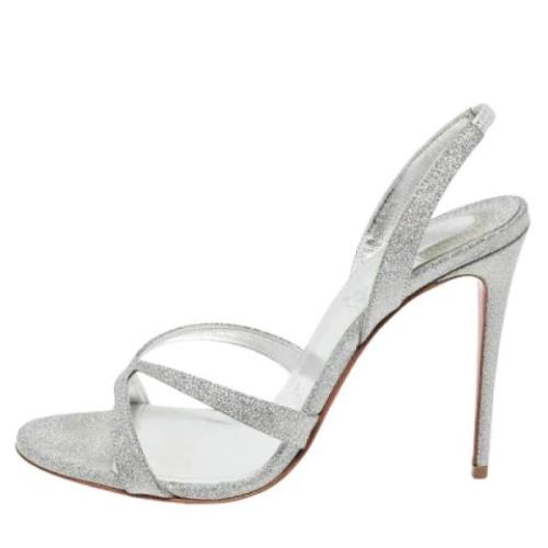 Pre-owned Leather sandals Christian Louboutin Pre-owned , Gray , Dames