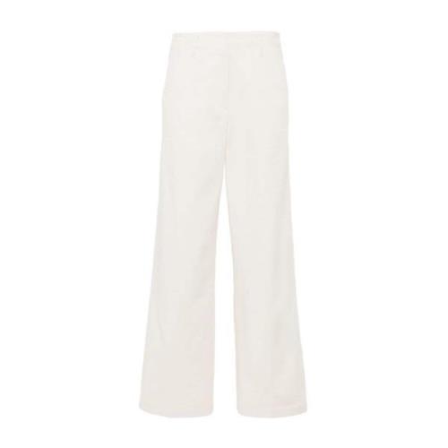 Ivoor Katoen Twill Broek Rechte Pijp Forte Forte , Beige , Dames