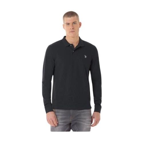 Zwarte Polo Shirt met Logo Borduurwerk U.s. Polo Assn. , Black , Heren