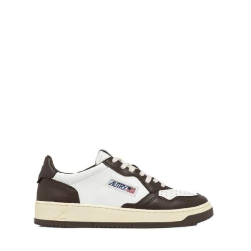 Leren Medalist Sneakers Wit/Bruin Autry , Brown , Heren