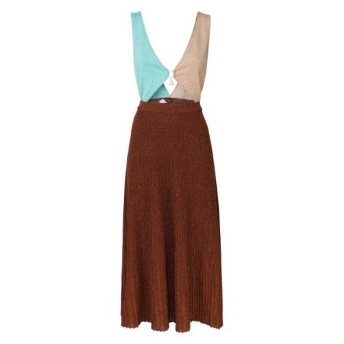 Jurk met uitsnede Beige Turquoise Bruin Akep , Brown , Dames