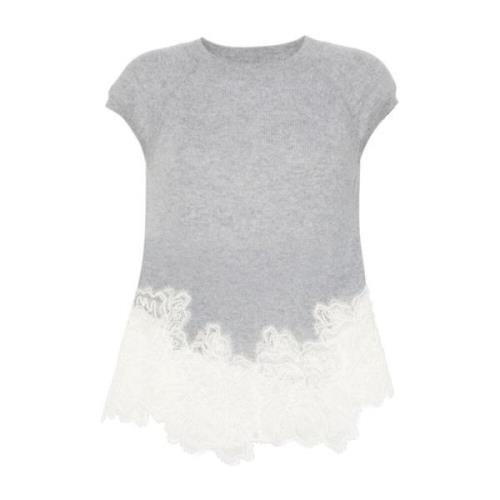 Kasjmier Kant Top Grijs Ermanno Scervino , Gray , Dames