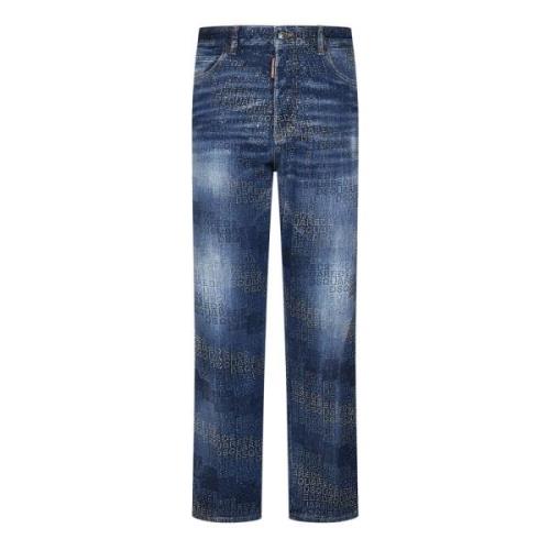 Kristal Logo Blauwe Jeans Aw24 Dsquared2 , Blue , Dames