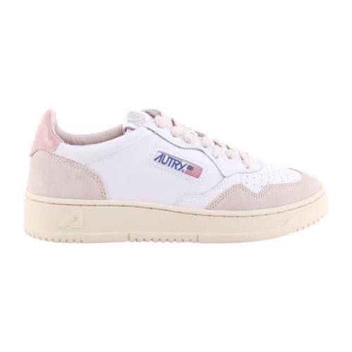 Witte Leren Sneakers Veters Geborduurd Autry , White , Dames