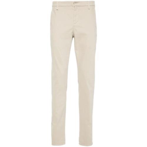 Beige Slim-fit Twill Broek Dondup , Beige , Heren