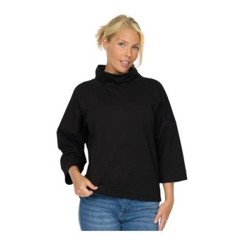 Zwarte Poncho met ¾ Mouwen 2-Biz , Black , Dames