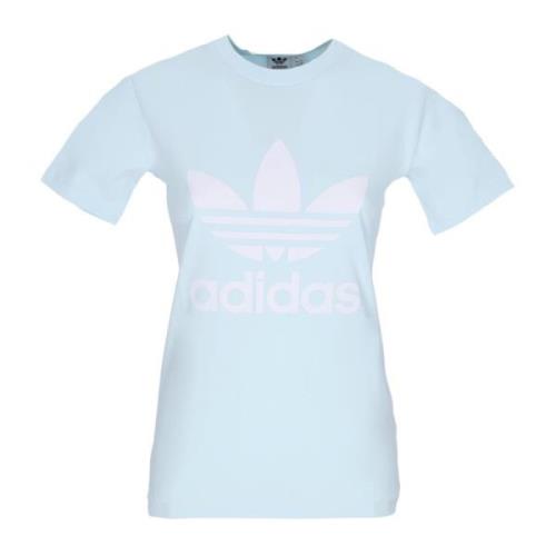 Blauwe Trefoil Logo Dames T-shirt Adidas , Blue , Dames