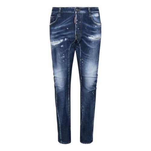 Blauwe Slim Fit Biker Jeans Dsquared2 , Blue , Heren