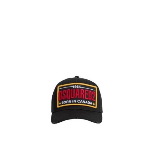 Vintage Distressed Baseball Cap Dsquared2 , Black , Heren