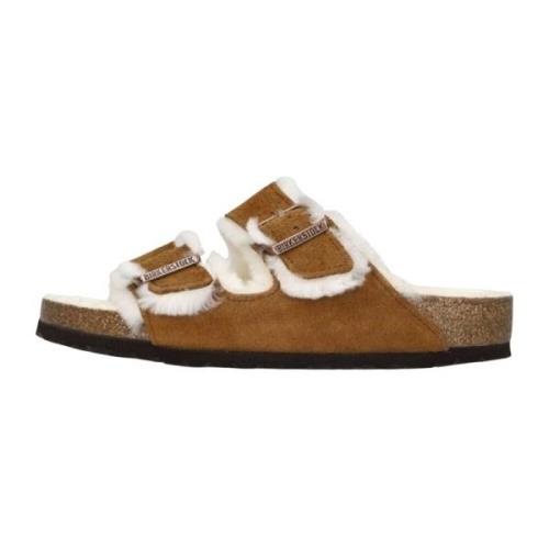 Arizona Suède Bont Slippers Birkenstock , Brown , Dames