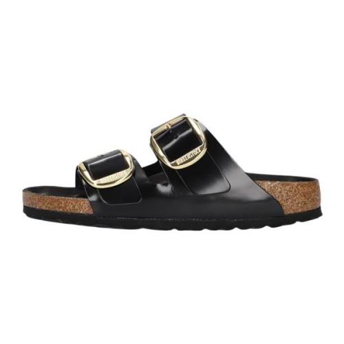 Zwarte Leren Slippers Arizona Dames Birkenstock , Black , Dames