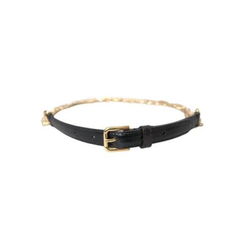 Kristallen Leren Taille Riem Dolce & Gabbana , Black , Dames