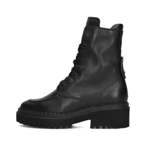 Zwarte Leren Veterschoenen Nubikk , Black , Dames