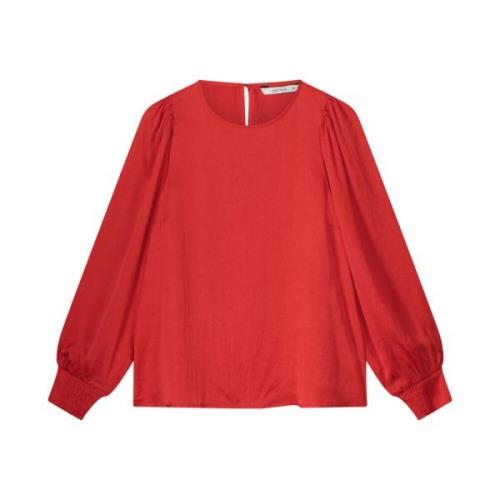 Zijdezachte Longsleeve Top Summum Woman , Red , Dames