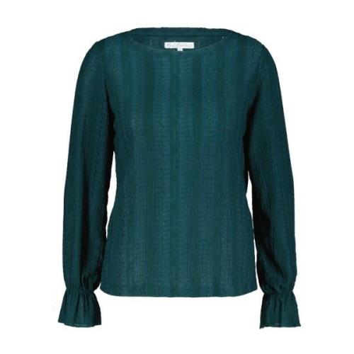 Teal Ajour Top met Ruchedetail Red Button , Green , Dames