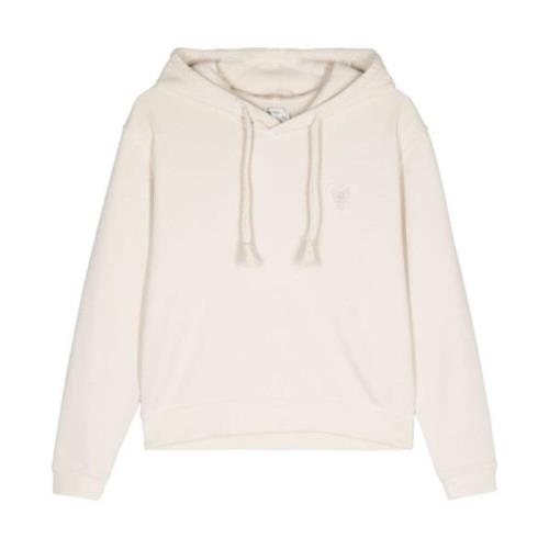 Ivoor Wit Katoenen Hoodie Trui Forte Forte , Beige , Dames