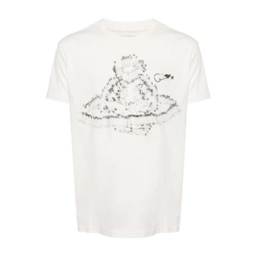 Orb Logo Print Crew Neck T-shirt Vivienne Westwood , White , Heren