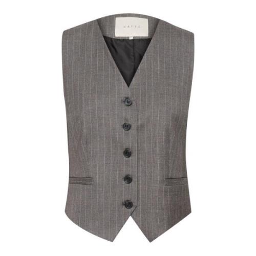 Donkergrijze Pinstripe Vestjas Kaffe , Gray , Dames