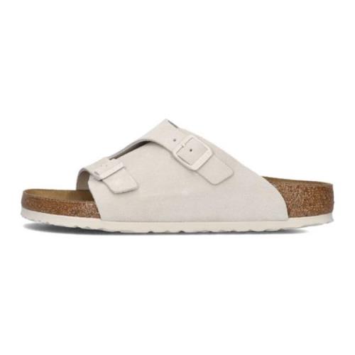 Beige Suède Slippers Zurich Dames Birkenstock , White , Dames