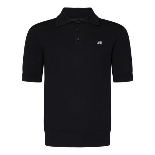 Zwarte Katoenen Poloshirt Logo Patch Dsquared2 , Black , Heren