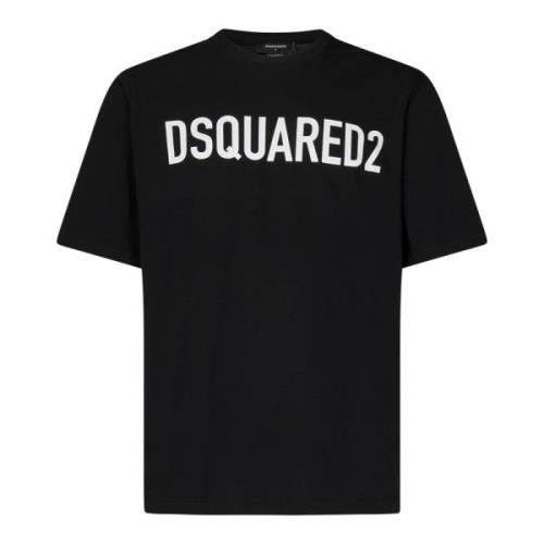 Zwart Logo Loose Fit T-shirt Dsquared2 , Black , Heren