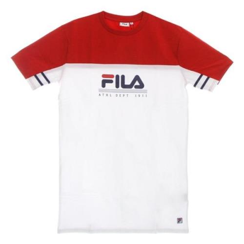 Wit/Rood Tee Jurk Fila , White , Dames