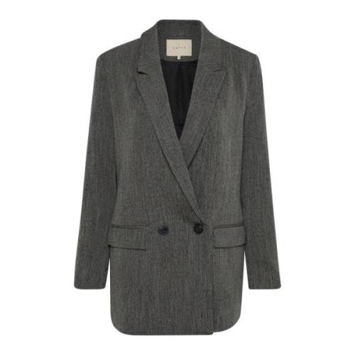 Grijze Melange Blazer Jas Kaffe , Gray , Dames