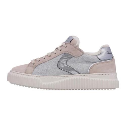 Leather and felt sneakers Lipari FUR Voile Blanche , Gray , Dames