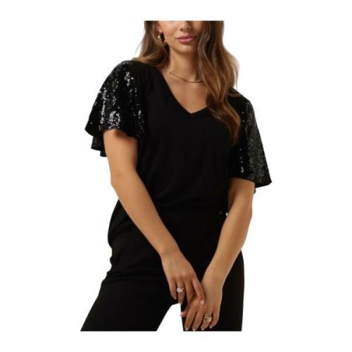 Sequin Tee Tops voor Dames MOS Mosh , Black , Dames