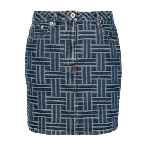 Indigo Denim Weave Rok Kenzo , Blue , Dames