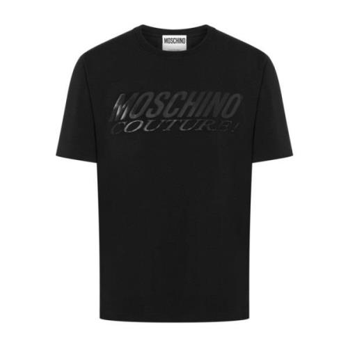 Logo Print Crew Neck T-shirt Moschino , Black , Heren