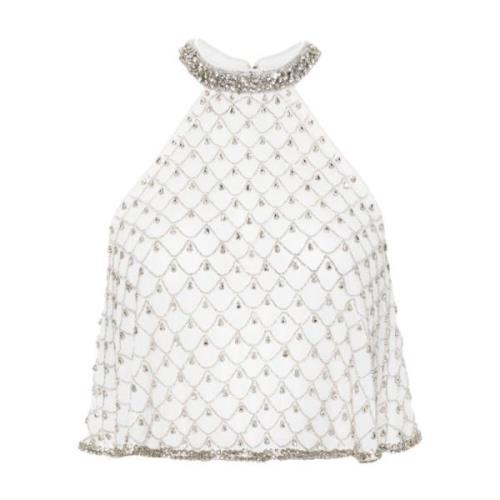 Kristal Mesh Halternek Top Pinko , White , Dames