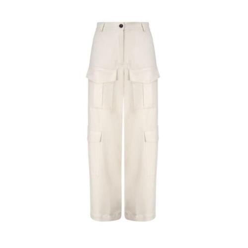 Utility Cargo Broek Ivoor Wet Look Pinko , Beige , Dames