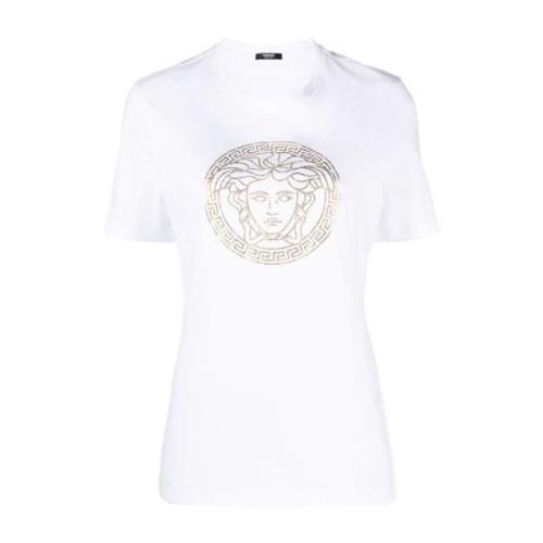 Witte Katoenen Medusa Head T-shirt Versace , White , Dames