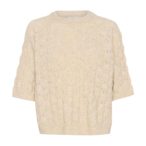 Veergrijs Melange Gebreide Trui Kaffe , Beige , Dames