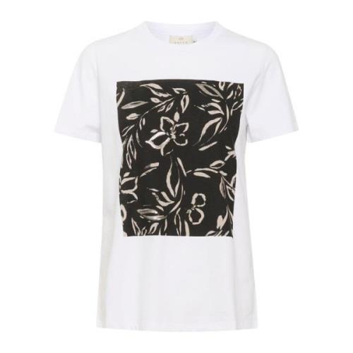 Grafische Print T-Shirt Optisch Wit Kaffe , White , Dames