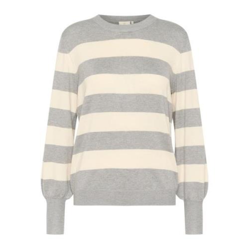 Gestreepte Pullover Trui Grijs Melange Kaffe , Gray , Dames