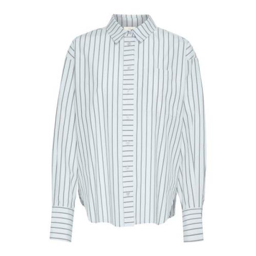 Celestial Blue/Dark Stripe Oversized Shirt Blouse Kaffe , Blue , Dames