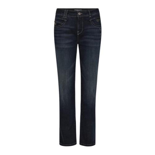 Hoge Taille Straight-Leg Donkerblauwe Jeans MOS Mosh , Blue , Dames