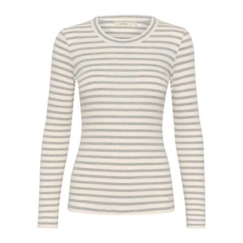 Gestreepte Lange Mouw Mix Top InWear , White , Dames