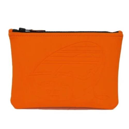 Pre-owned Fabric clutches Hermès Vintage , Orange , Unisex