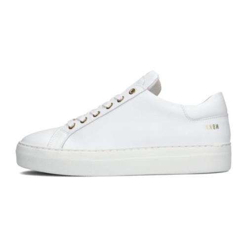 Witte Leren Sneakers met Gouden Accenten Nubikk , White , Dames