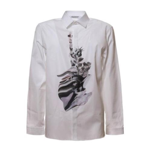 Witte Katoenen Shirt Ss22 Neil Barrett , White , Heren