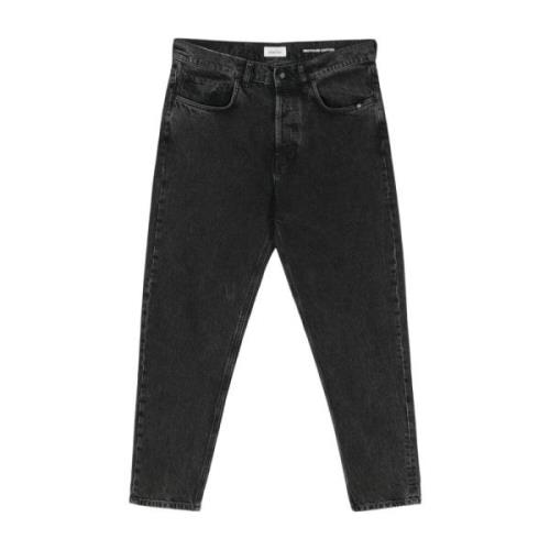 Zwarte Denim Jeans Rechte Pijp Amish , Black , Heren