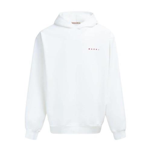 Katoen Logo Print Hoodie Marni , White , Heren