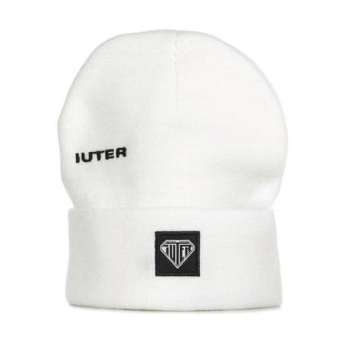 Logo Fold Beanie Hat White Iuter , White , Heren