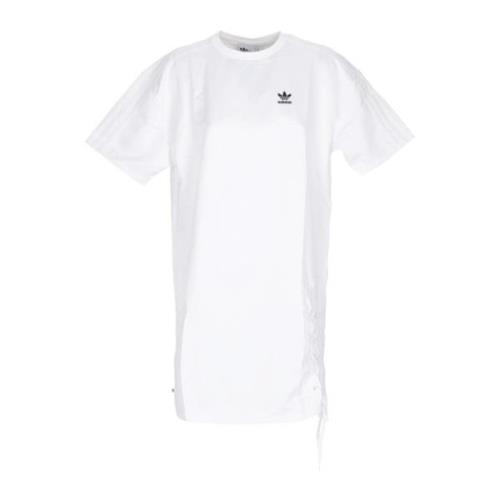 Witte Tee Jurk met Gevlochten Veters Adidas , White , Dames