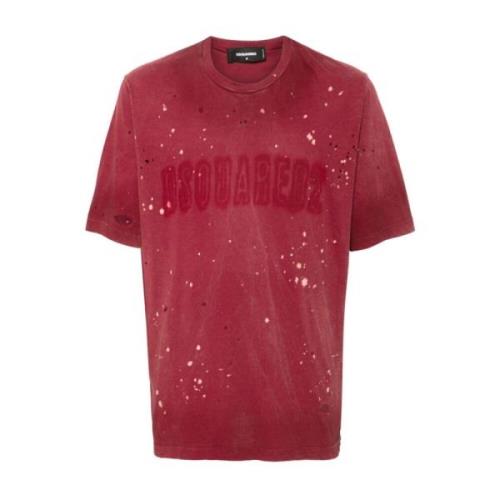 Logo Print Crew Neck T-shirt Dsquared2 , Red , Heren