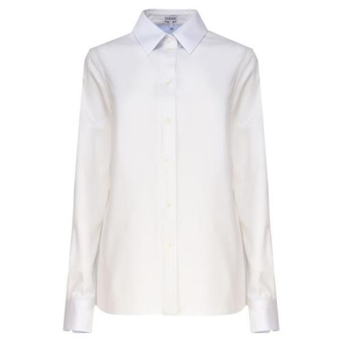 Wit Overhemd met Contrast Kraag Loewe , White , Dames